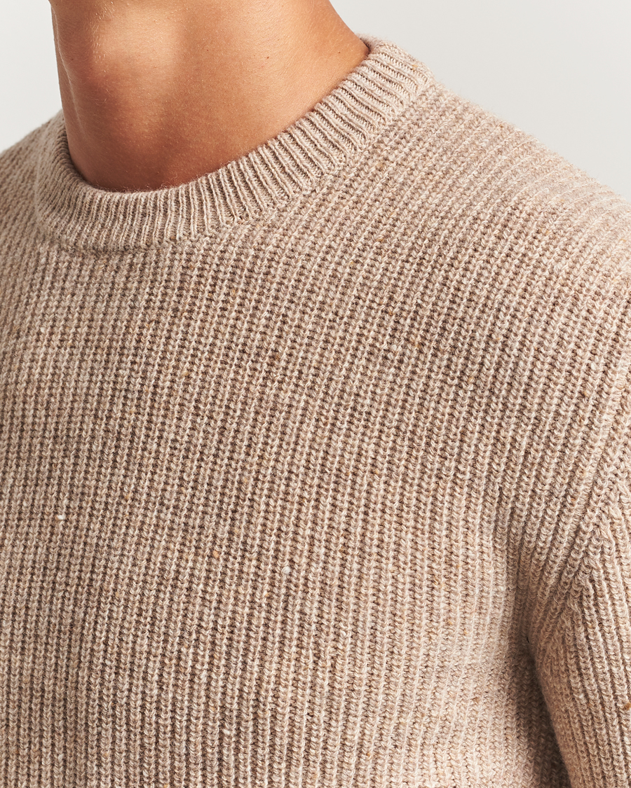 Herre | Trøjer | Lardini | Knitted Wool Crew Neck Light Brown
