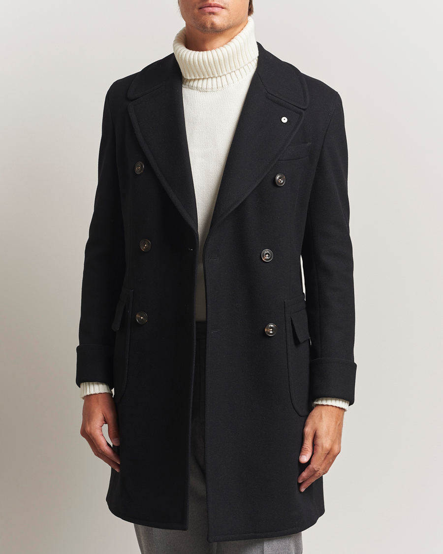 Herre | Jakker | L.B.M. 1911 | Double Breasted Wool/Cashmere Coat Black