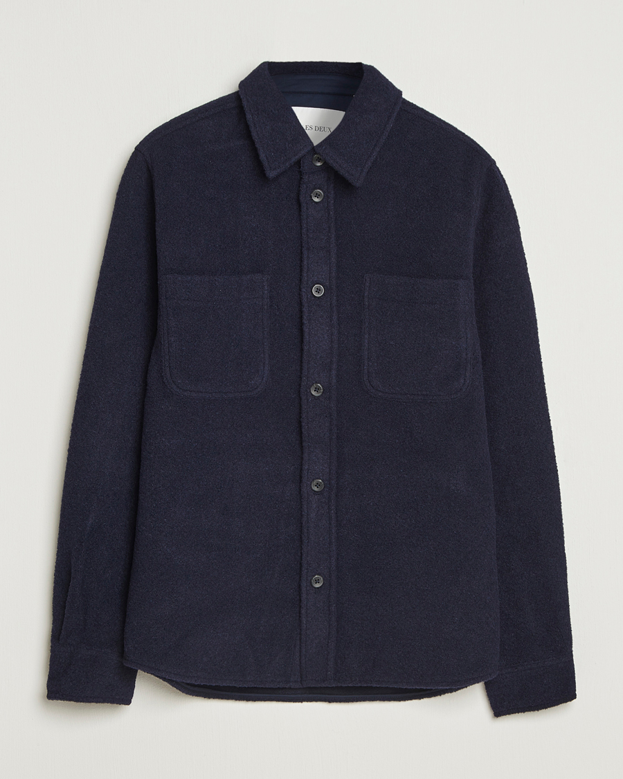 Herre | Skjorter | LES DEUX | Lennon Bouclé Overshirt Navy