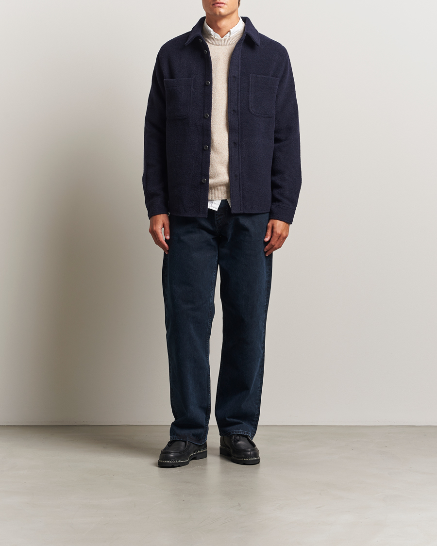 Herre | Skjorter | LES DEUX | Lennon Bouclé Overshirt Navy