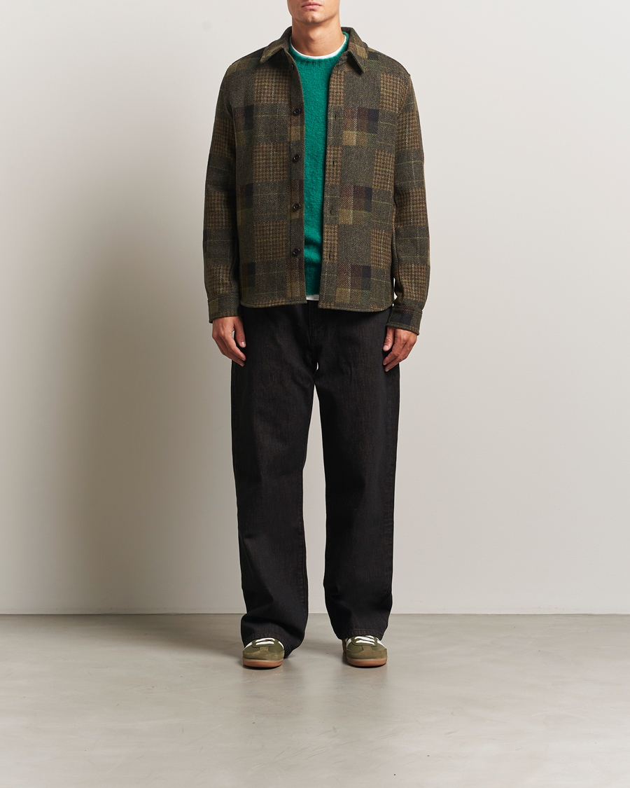 Herre | Skjorter | LES DEUX | Kody Patchwork Wool Overshirt Green