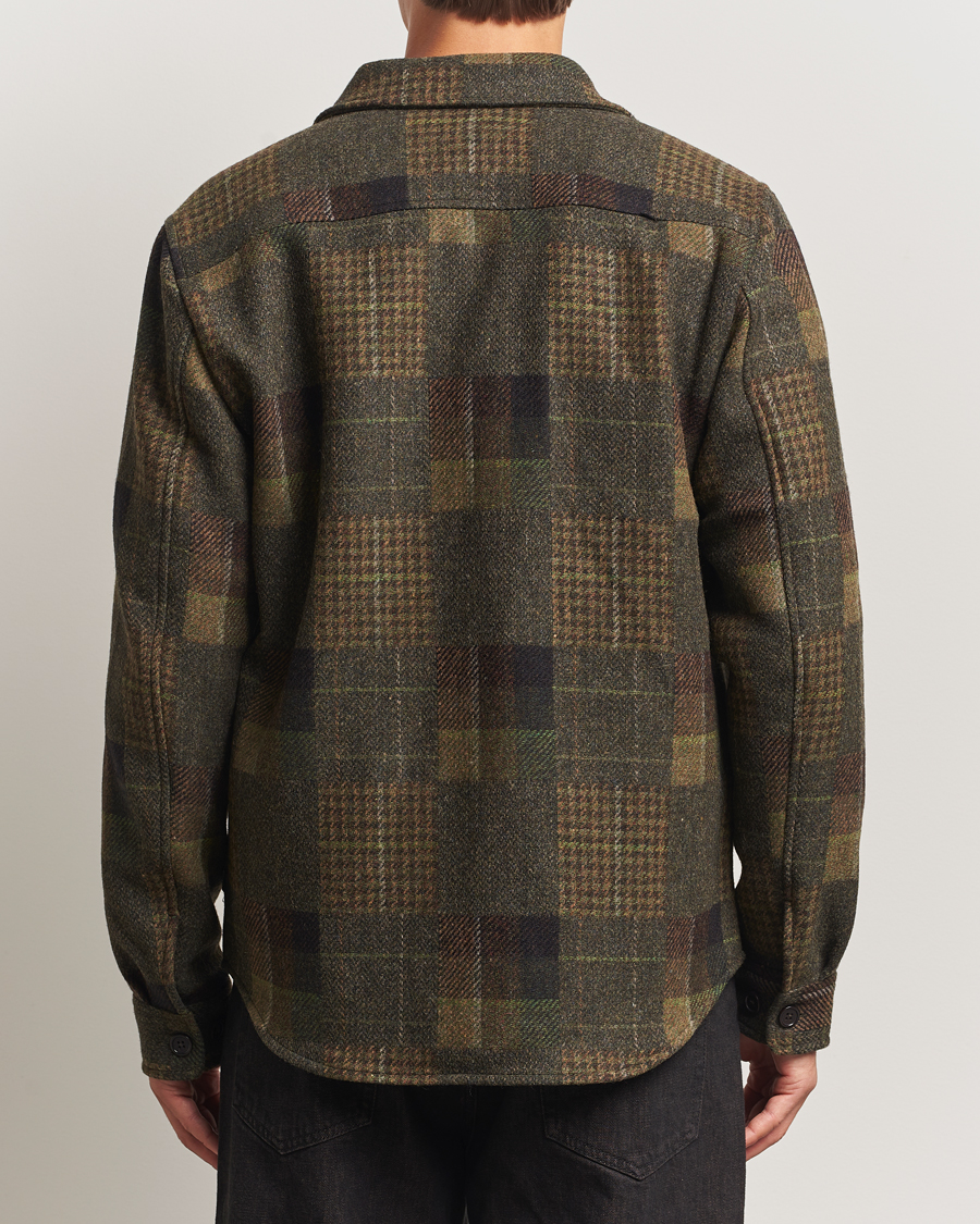 Herre | Skjorter | LES DEUX | Kody Patchwork Wool Overshirt Green