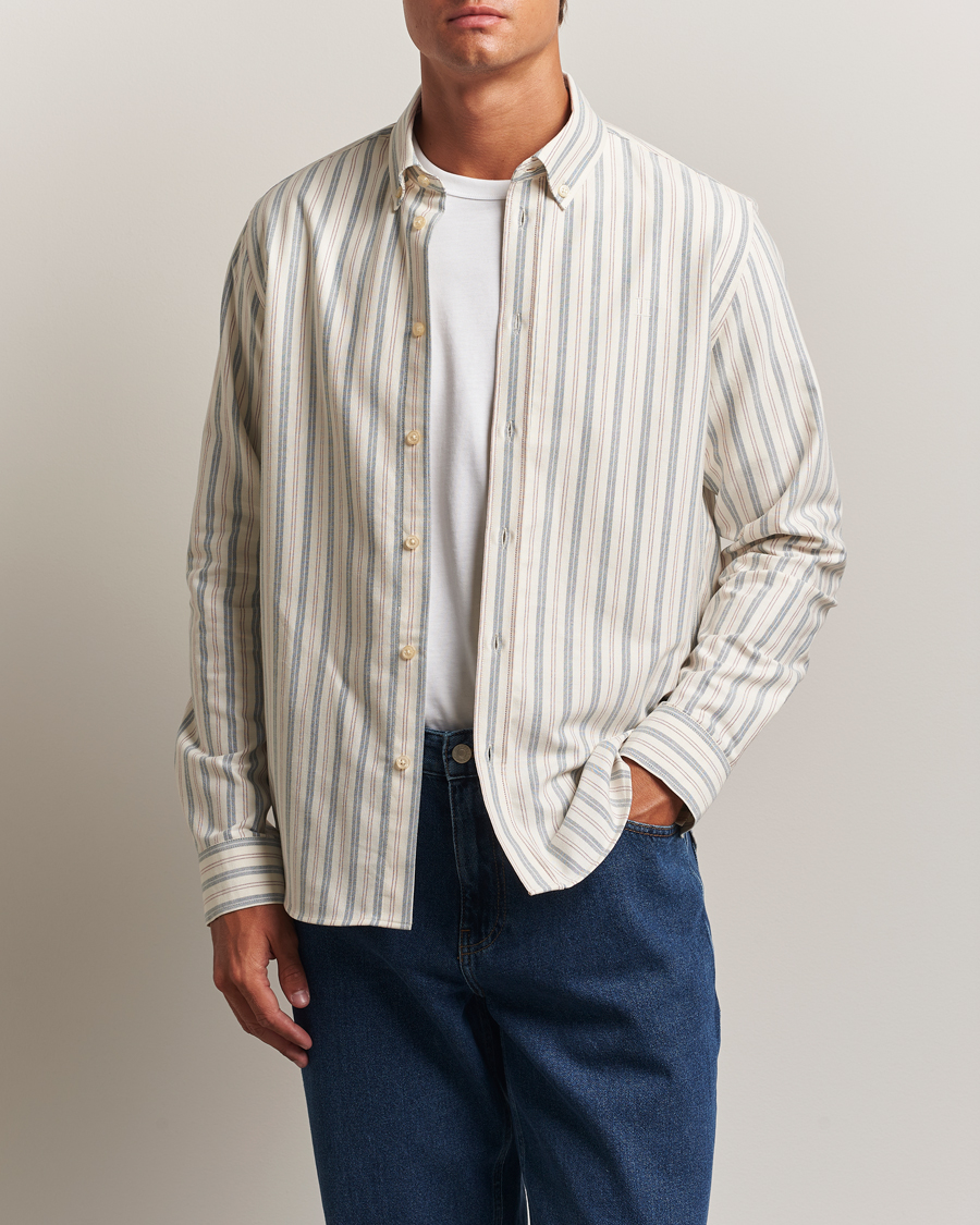 Herre | Skjorter | LES DEUX | Konrad Striped Oxford Shirt Light Ivory