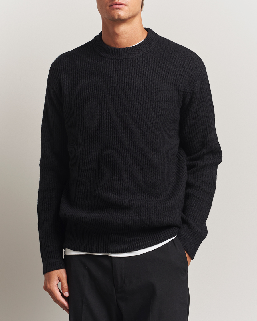 Herre | Trøjer | LES DEUX | Eddie Wool Rib Crewneck Black