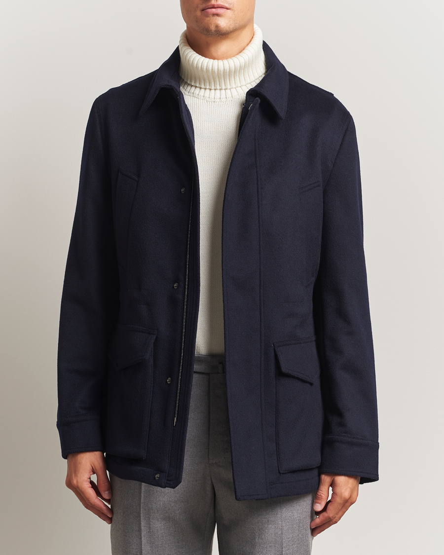 Herre | Jakker | Oscar Jacobson | Traveler Wool Jacket Navy