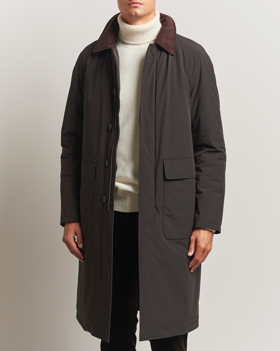 Herre | Jakker | Oscar Jacobson | Padded Raglan Nylon Coat Brown