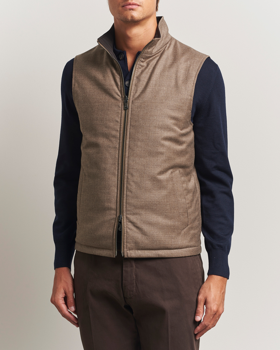Herre | Jakker | Oscar Jacobson | Nylon/Wool Reversible Vest Brown