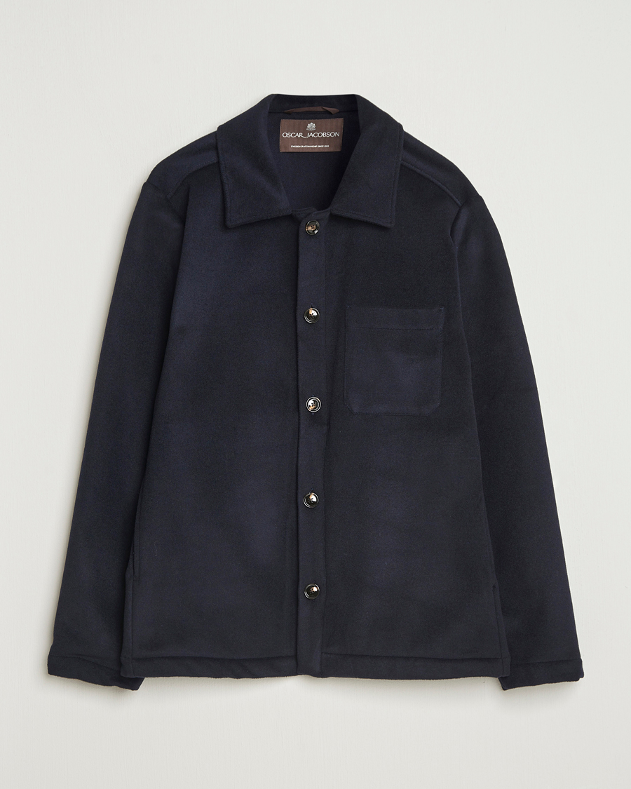 Herre | Jakker | Oscar Jacobson | Maddan Wool/Cashmere Shirt Jacket Navy