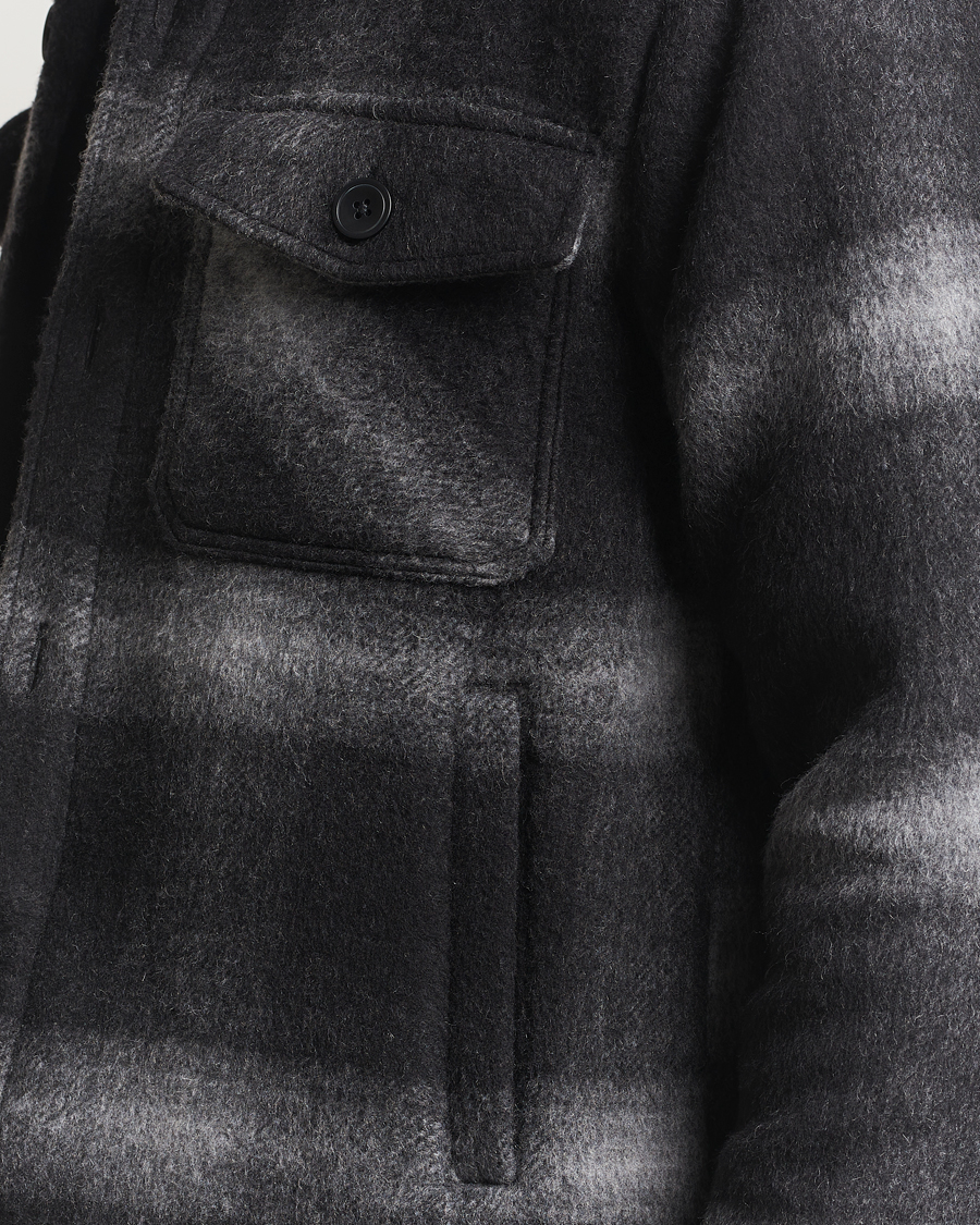 Herre | Jakker | Oscar Jacobson | Maverick Checked Wool Shirt Jacket Grey