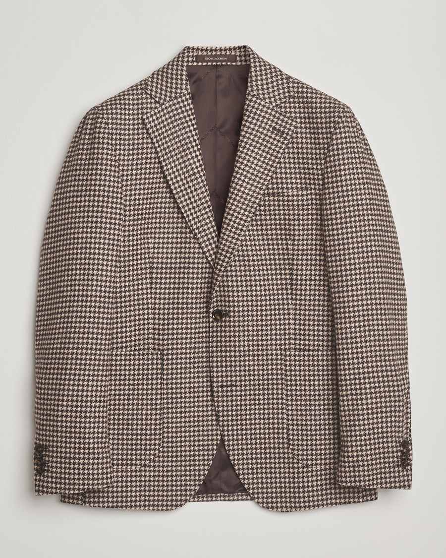Herre | Blazere & jakker | Oscar Jacobson | Fogerty Houndstooth Wool Blazer Brown