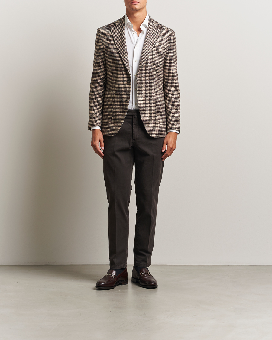 Herre | Blazere & jakker | Oscar Jacobson | Fogerty Houndstooth Wool Blazer Brown