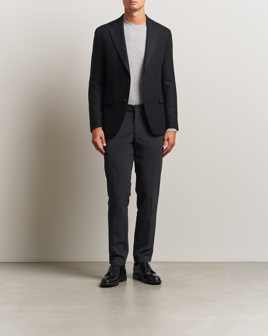 Herre | Bukser | Oscar Jacobson | Denz Brushed Melange Trousers Charcoal