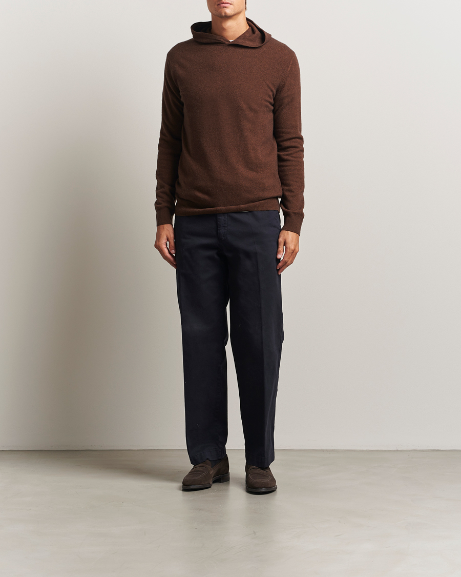Herre | Trøjer | Oscar Jacobson | Pascal Wool/Cashmere Hoodie Brown