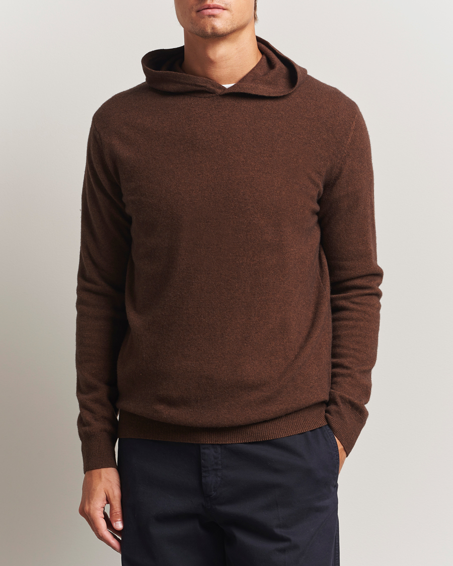 Herre | Trøjer | Oscar Jacobson | Pascal Wool/Cashmere Hoodie Brown
