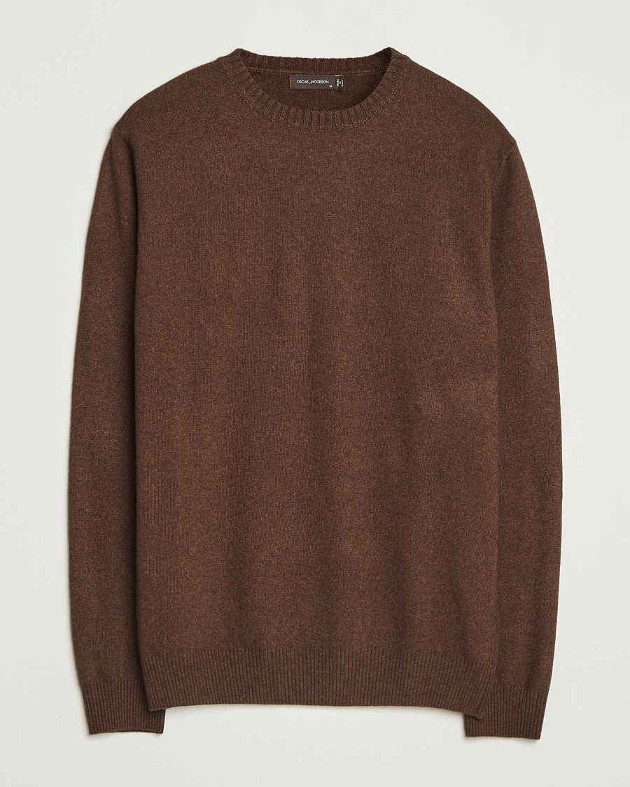 Herre | Trøjer | Oscar Jacobson | Valter Wool/Cashmere Round Neck Golden Brown