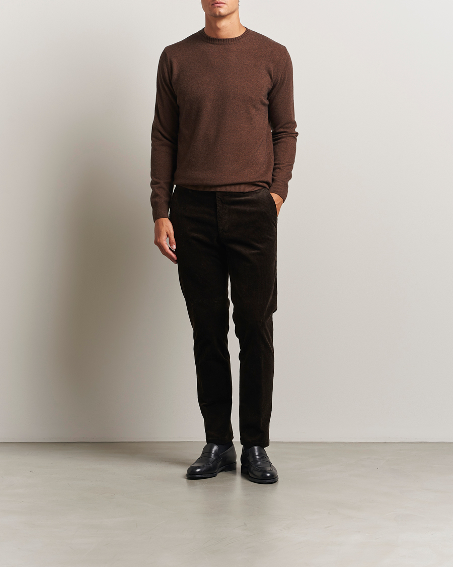 Herre | Trøjer | Oscar Jacobson | Valter Wool/Cashmere Round Neck Golden Brown