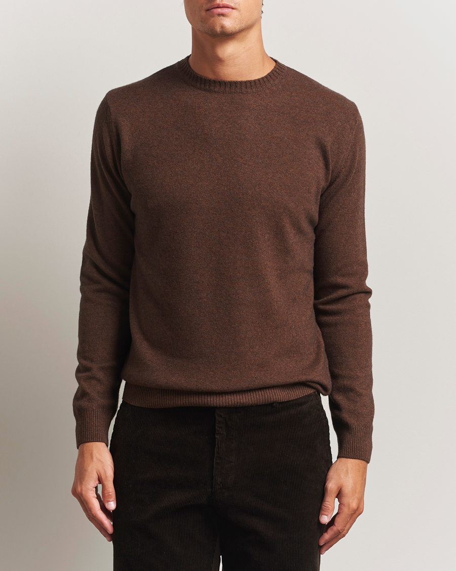 Herre | Trøjer | Oscar Jacobson | Valter Wool/Cashmere Round Neck Golden Brown