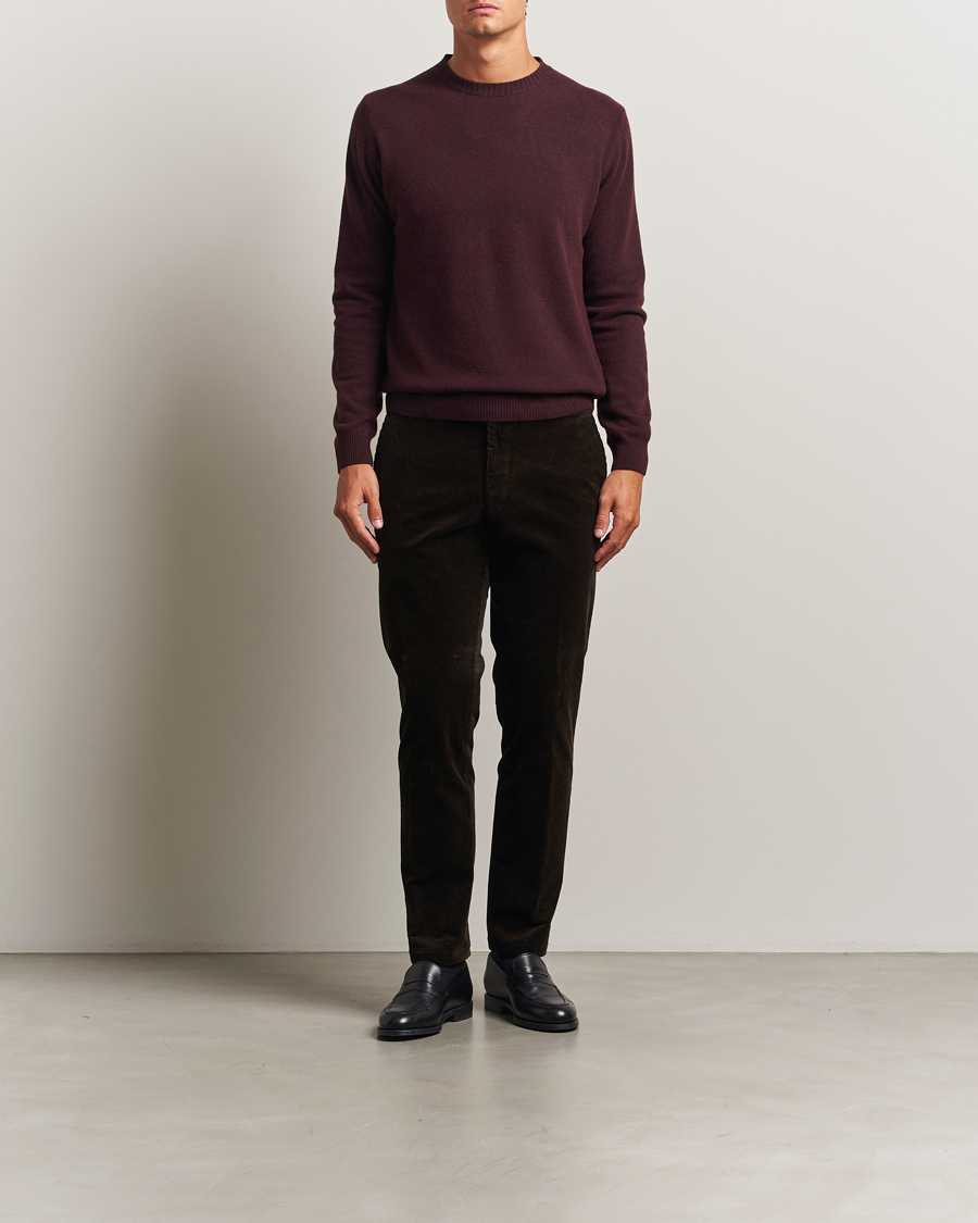 Herre | Trøjer | Oscar Jacobson | Valter Wool/Cashmere Round Neck Burgundy
