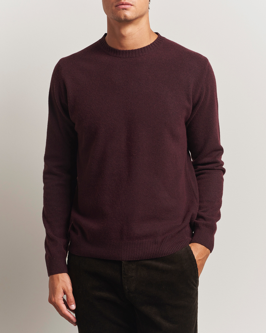 Herre | Trøjer | Oscar Jacobson | Valter Wool/Cashmere Round Neck Burgundy