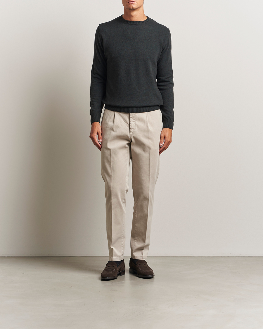 Herre | Trøjer | Oscar Jacobson | Valter Wool/Cashmere Round Neck Green
