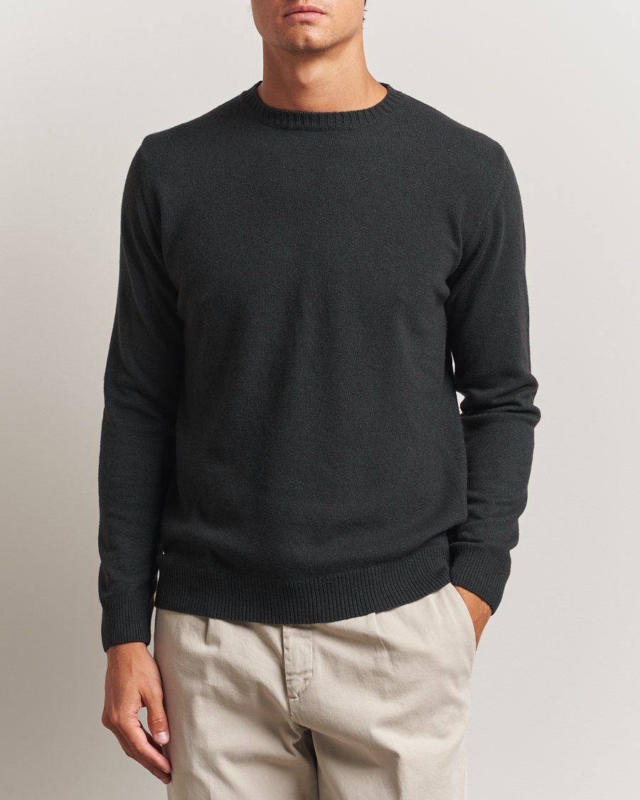 Herre | Trøjer | Oscar Jacobson | Valter Wool/Cashmere Round Neck Green