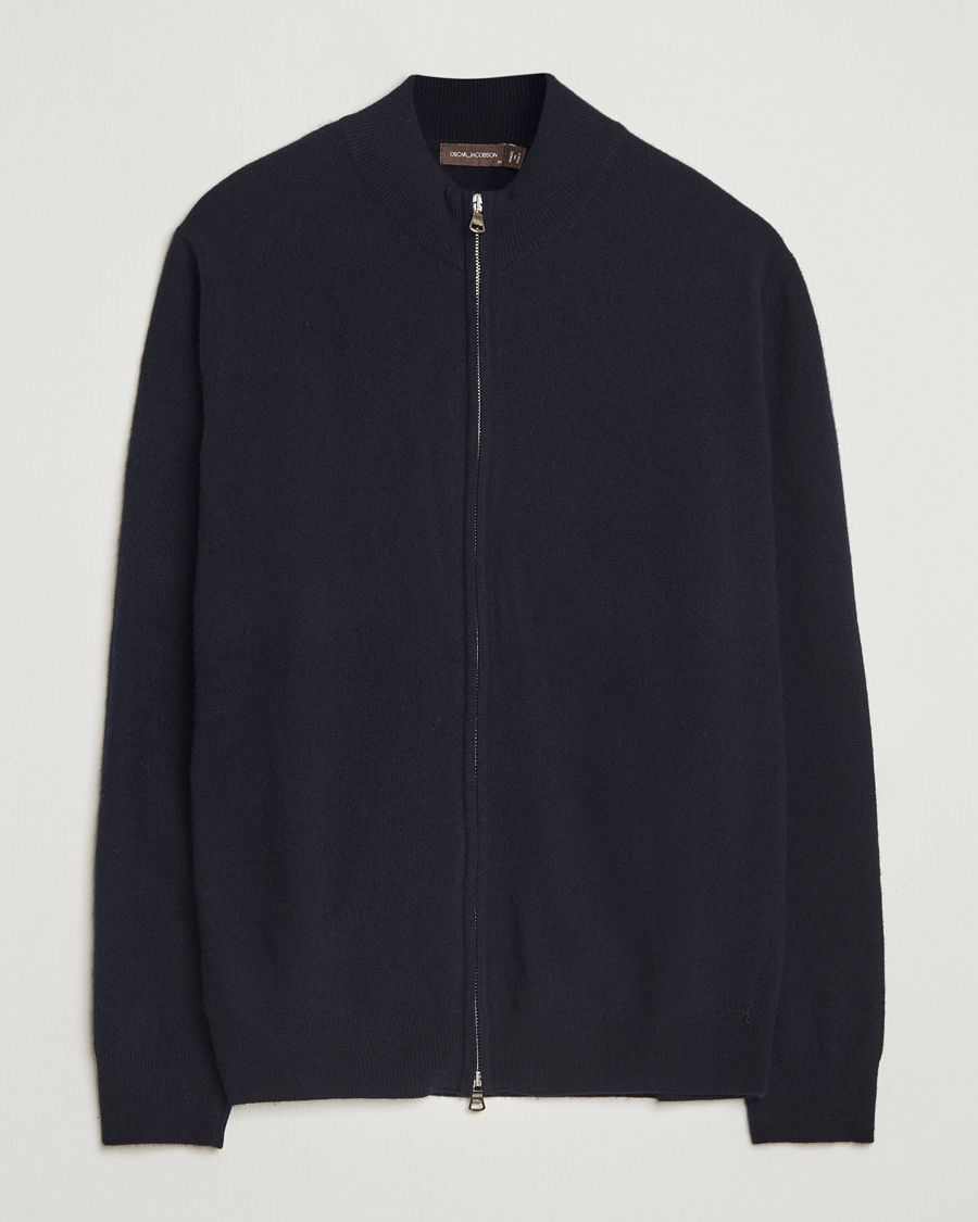Herre | Trøjer | Oscar Jacobson | Seb Wool/Cashmere Full Zip Navy