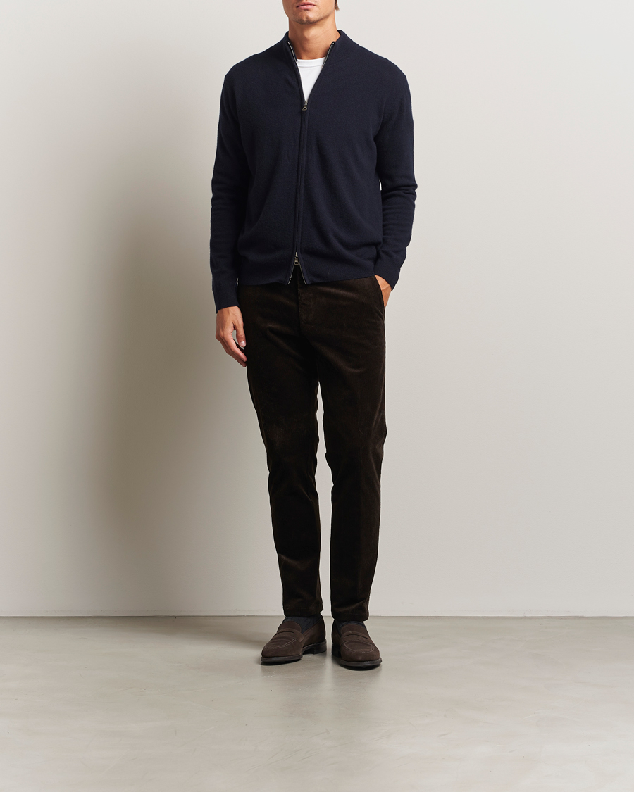 Herre | Trøjer | Oscar Jacobson | Seb Wool/Cashmere Full Zip Navy