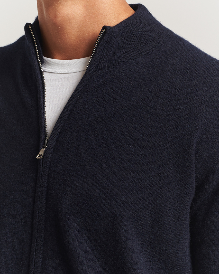 Herre | Trøjer | Oscar Jacobson | Seb Wool/Cashmere Full Zip Navy