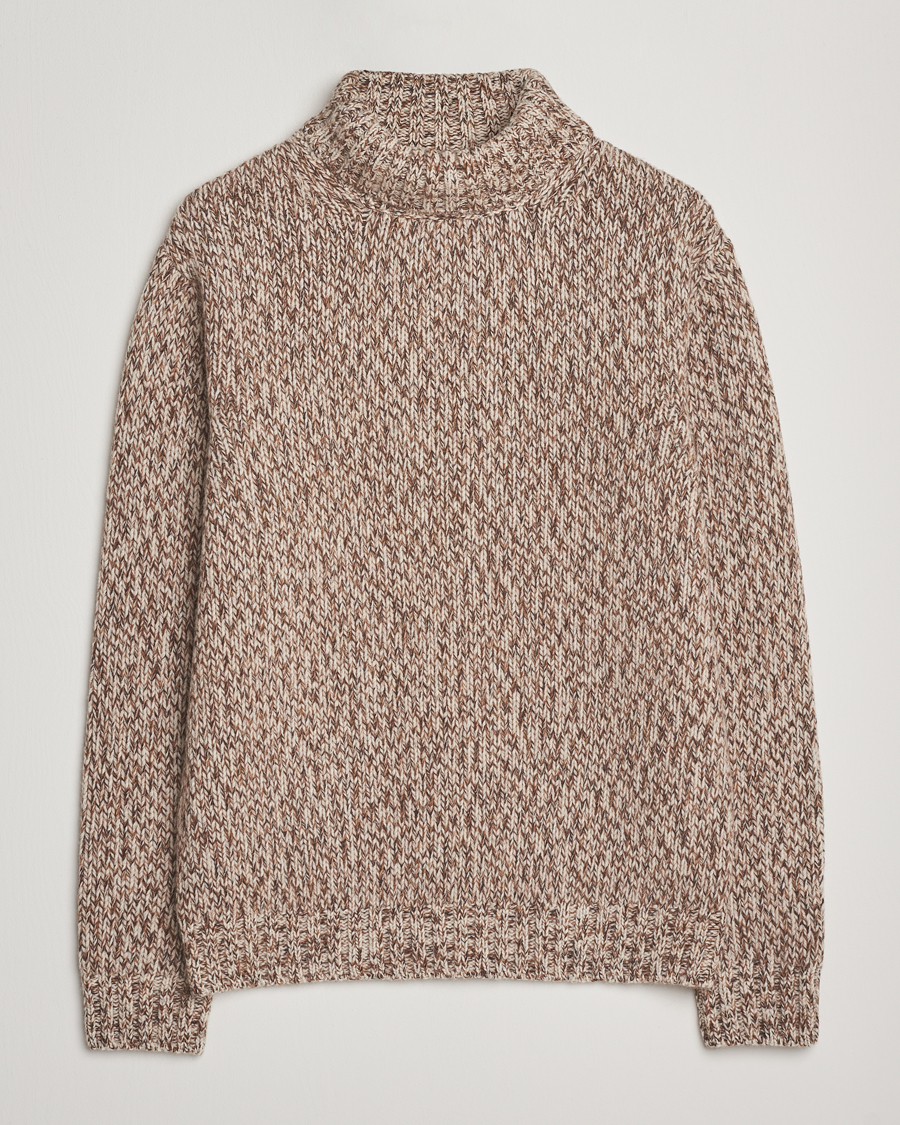 Herre | Trøjer | Oscar Jacobson | Mika Heavy Wool/Cotton Rollneck Beige