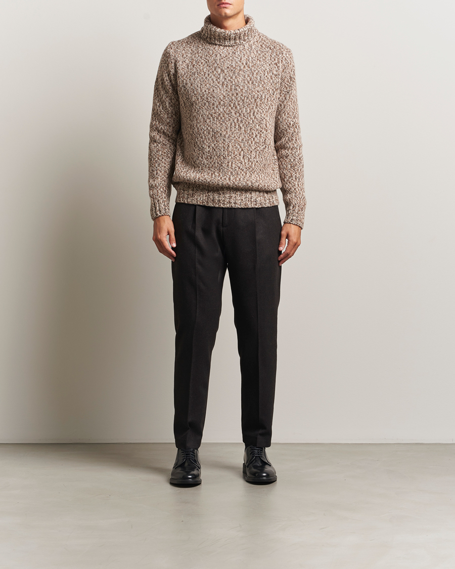 Herre | Trøjer | Oscar Jacobson | Mika Heavy Wool/Cotton Rollneck Beige