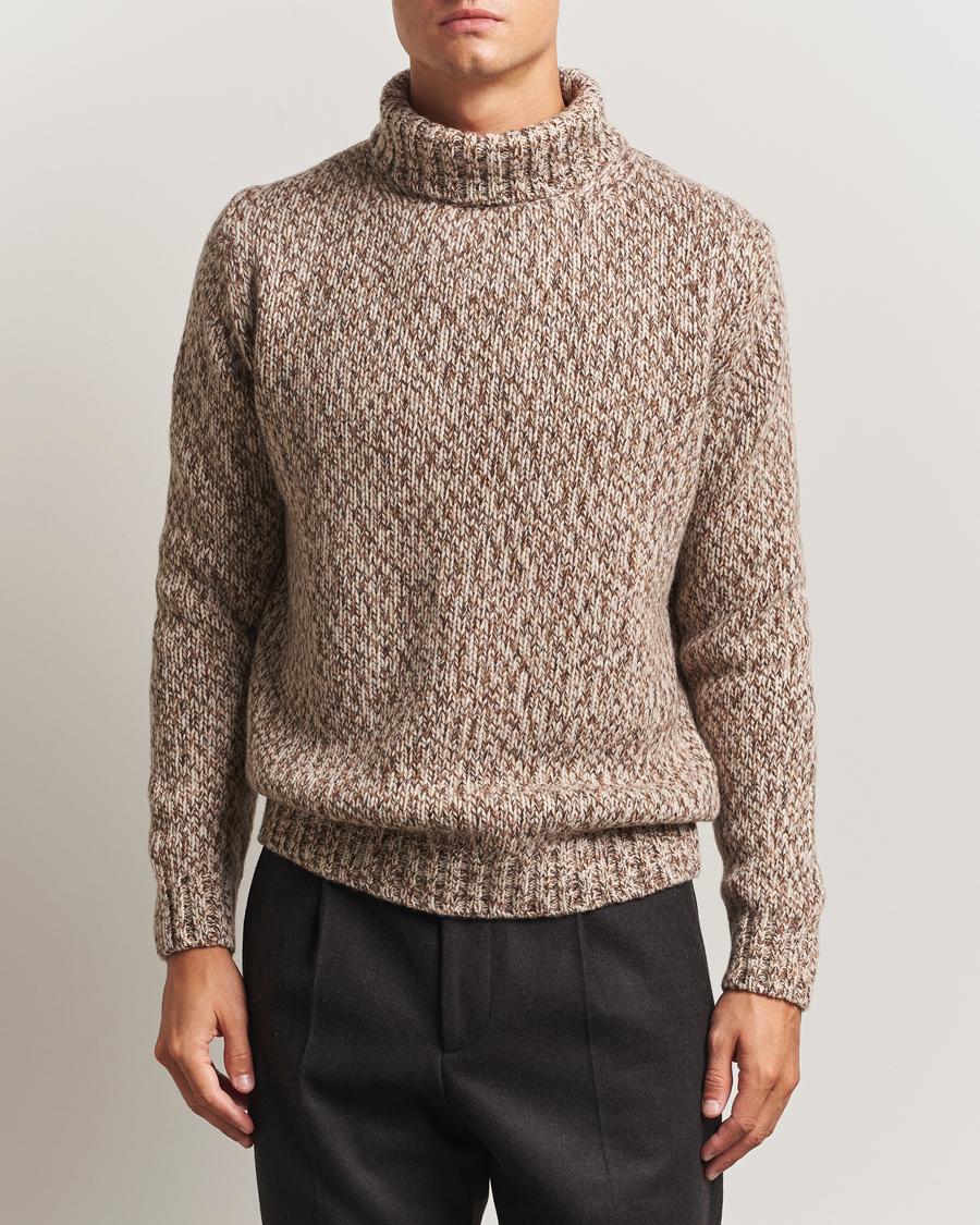 Herre | Trøjer | Oscar Jacobson | Mika Heavy Wool/Cotton Rollneck Beige