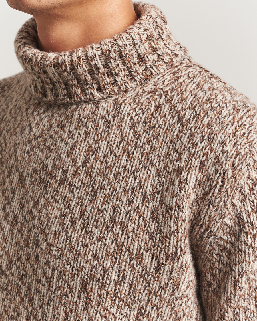 Herre | Trøjer | Oscar Jacobson | Mika Heavy Wool/Cotton Rollneck Beige