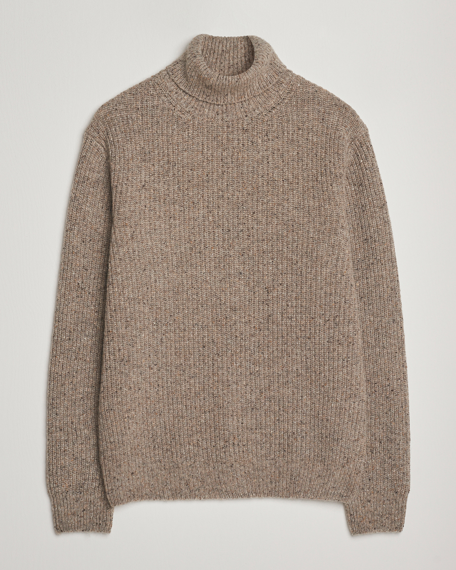 Herre | Trøjer | Oscar Jacobson | Mika Heavy Merino Rollneck Beige