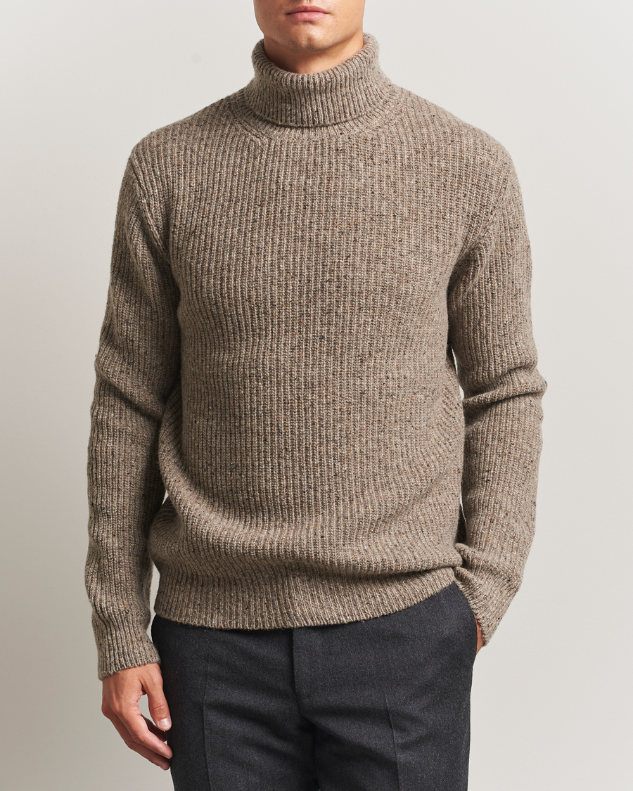 Herre | Trøjer | Oscar Jacobson | Mika Heavy Merino Rollneck Beige
