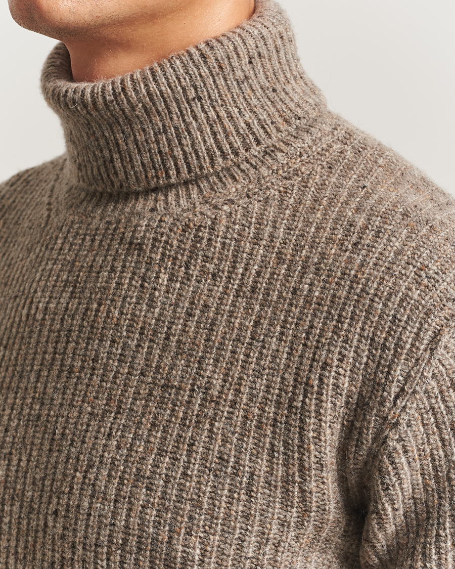 Herre | Trøjer | Oscar Jacobson | Mika Heavy Merino Rollneck Beige