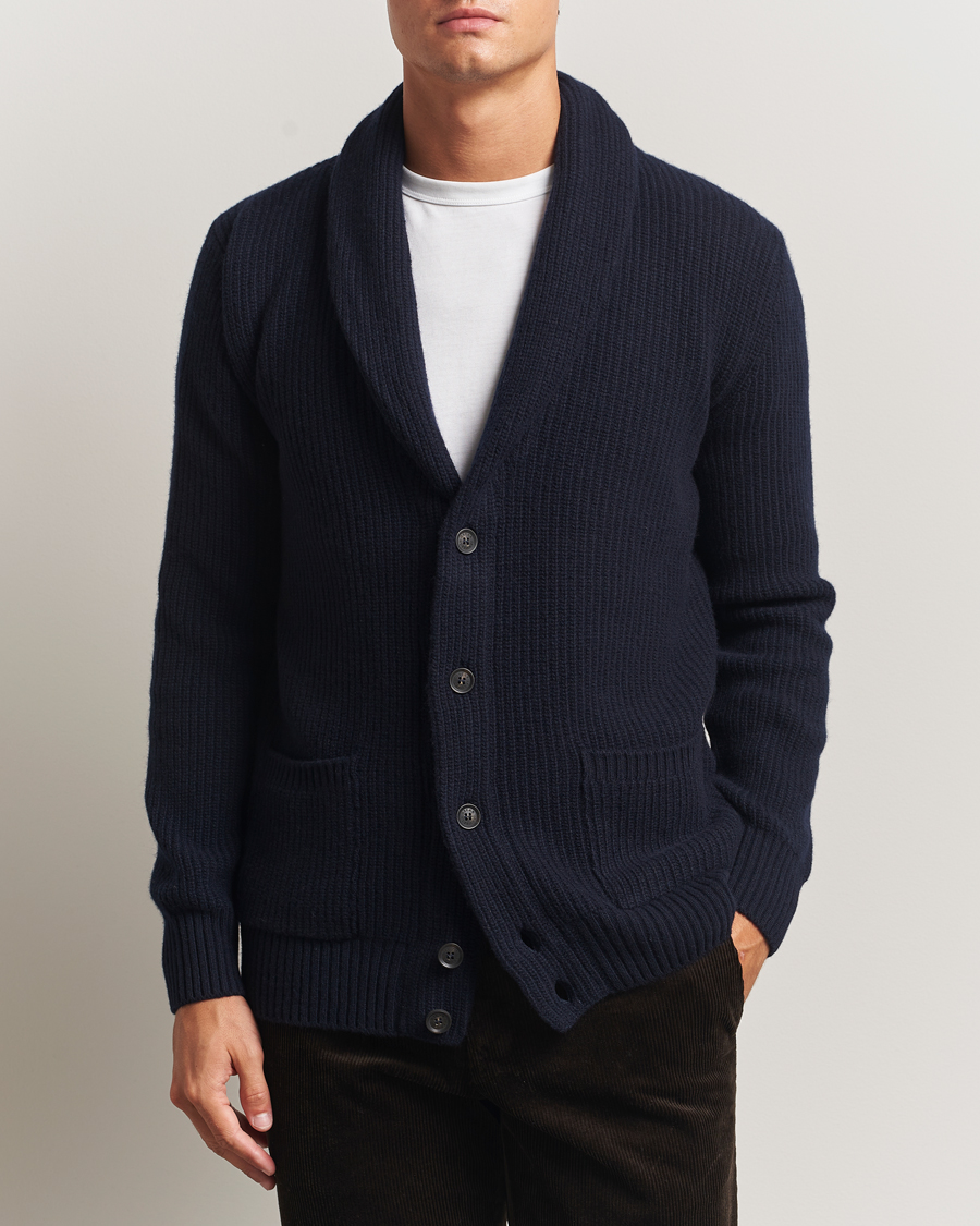 Herre | Trøjer | Oscar Jacobson | Roland Wool Cardigan Navy
