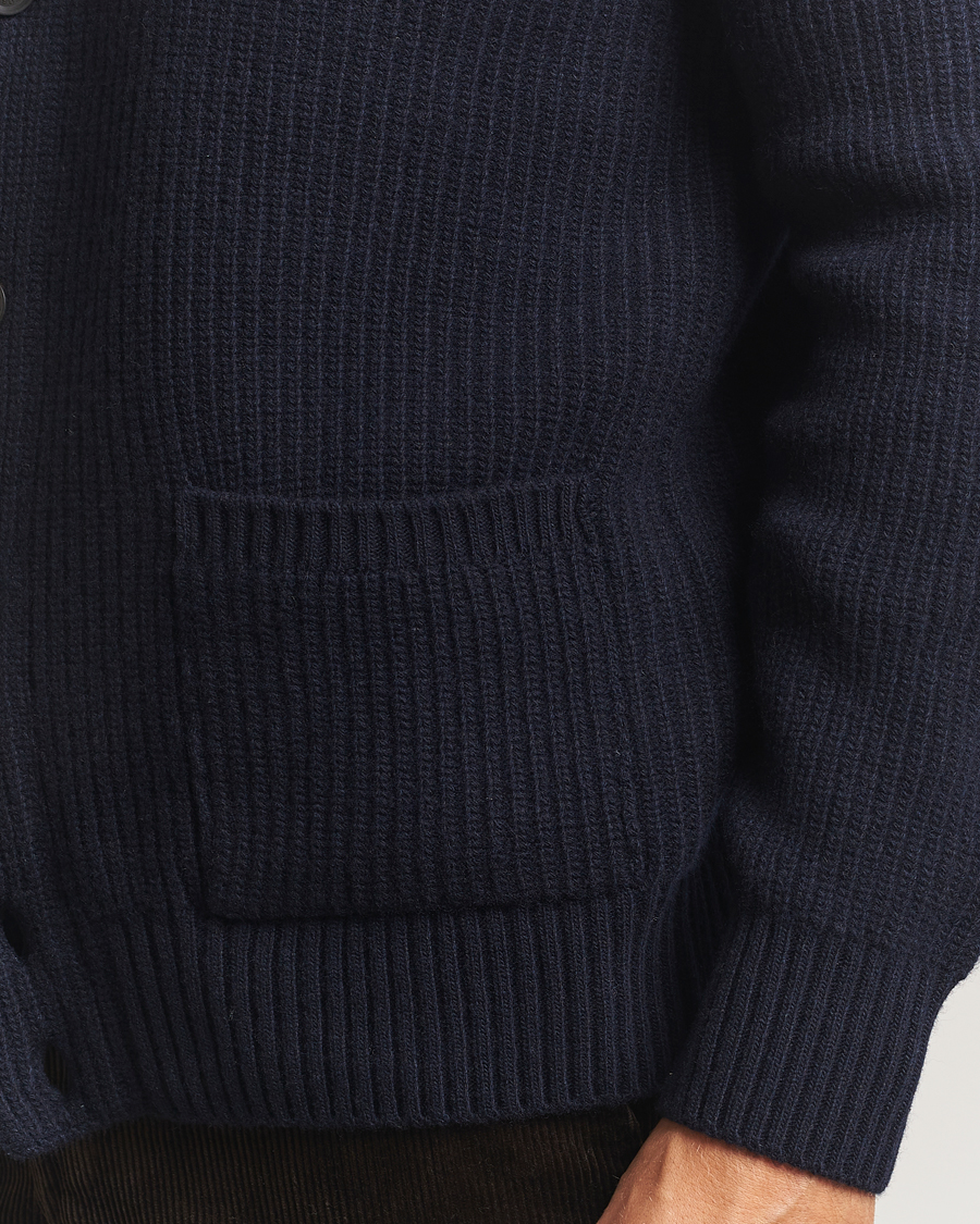 Herre | Trøjer | Oscar Jacobson | Roland Wool Cardigan Navy