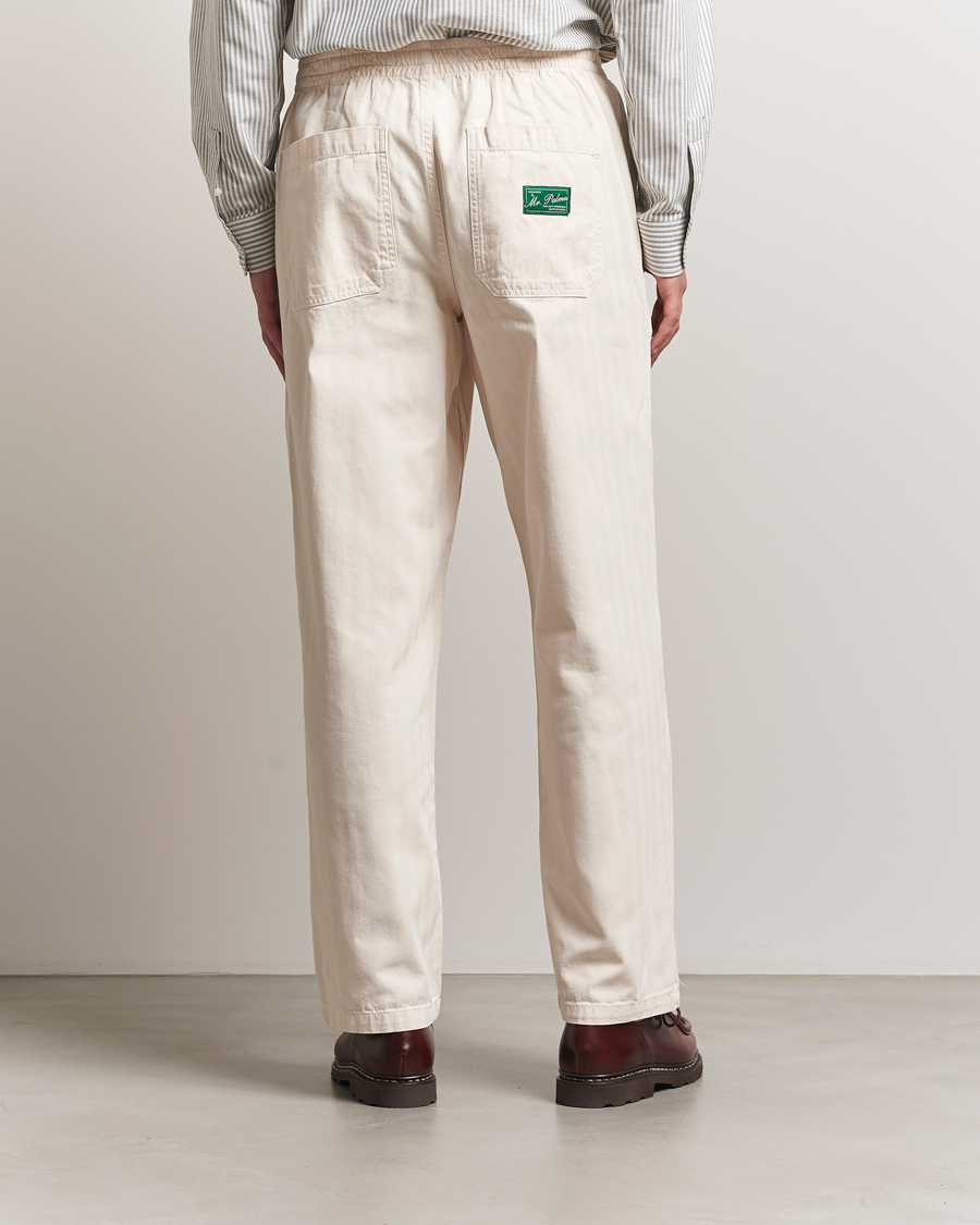 Herre | Bukser | Palmes | Lucien Herringbone Cotton Trousers White Sand