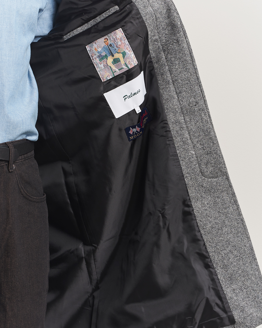 Herre | Jakker | Palmes | Herringbone Wool Coat Charcoal
