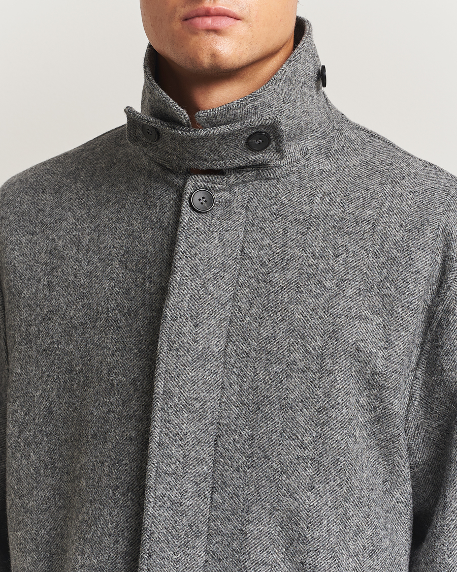 Herre | Jakker | Palmes | Herringbone Wool Coat Charcoal