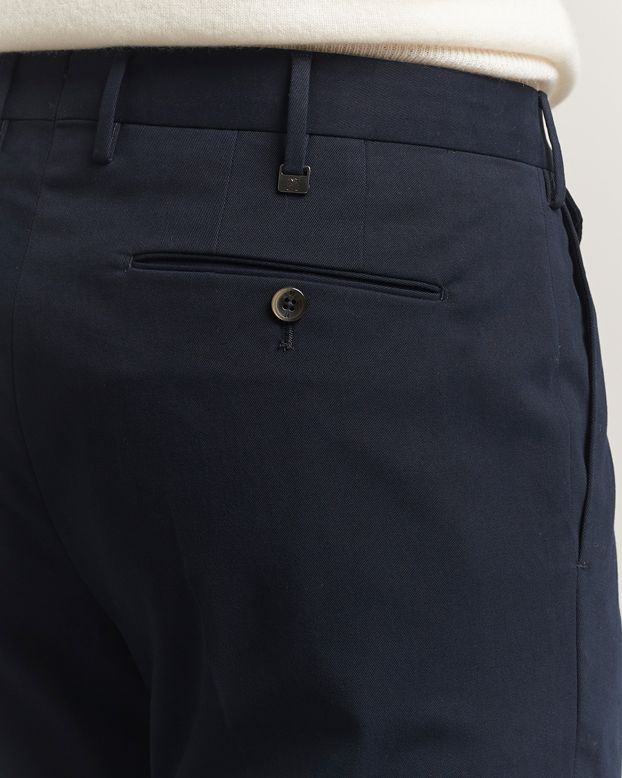 Herre | Bukser | PT01 | Slim Fit Pleated Cotton/Cashmere Trousers Navy