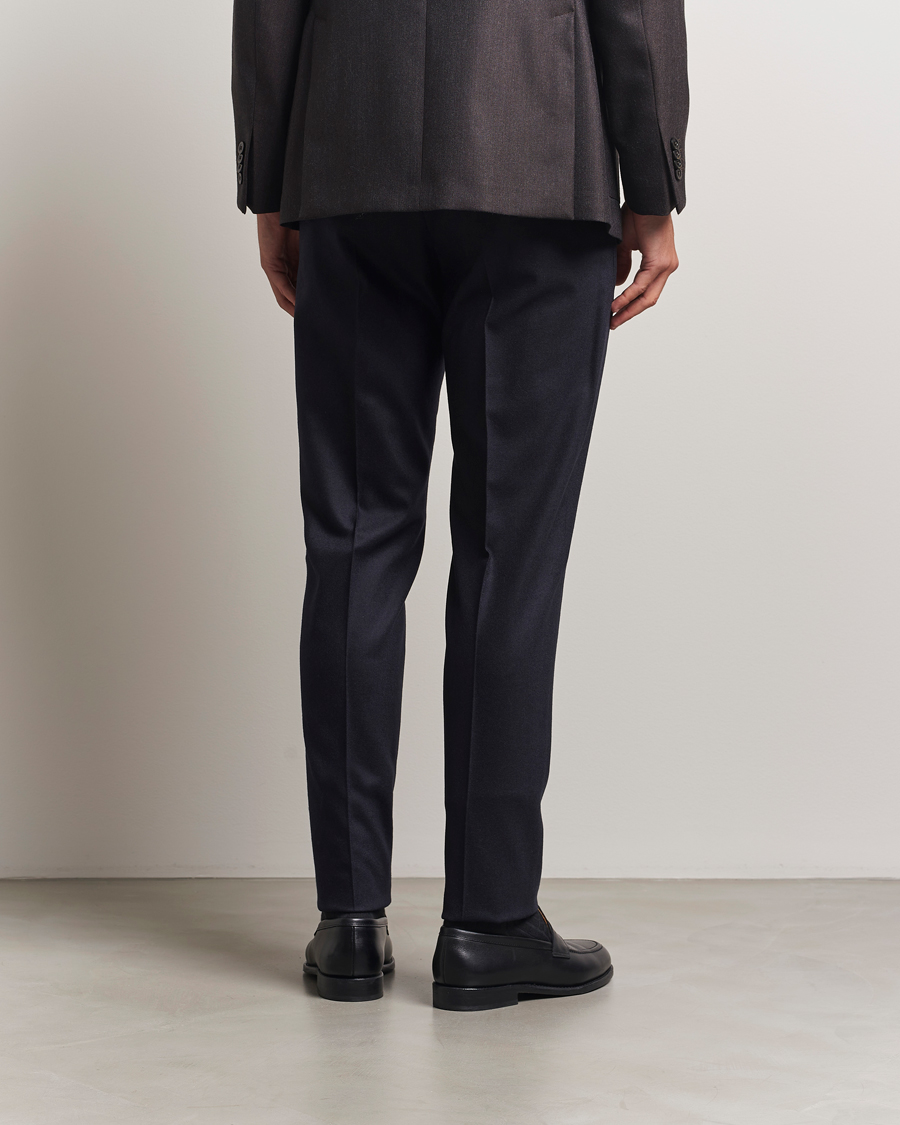 Herre | Bukser | PT01 | Slim Fit Pleated Wool/Cashmere Trousers Navy