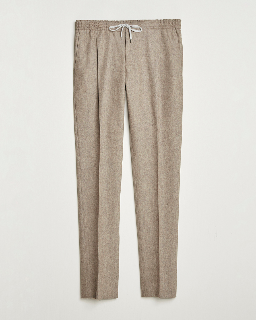 Herre | Bukser | PT01 | Slim Fit Wool/Cashmere Drawstring Trousers Beige