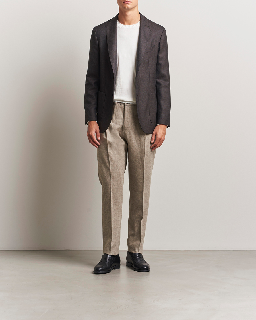 Herre | Bukser | PT01 | Slim Fit Wool/Cashmere Drawstring Trousers Beige