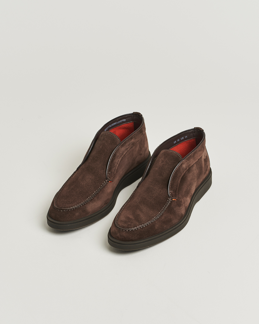 Herre | Støvler | Santoni | Detroit Chukka Boots Dark Brown Suede