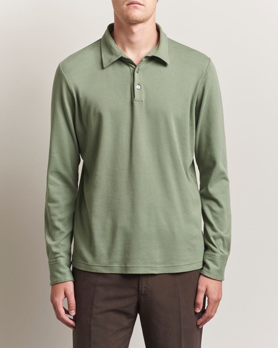 Herre | Polotrøjer | Zanone | Heavy Jersey Long Sleeve Polo Sage