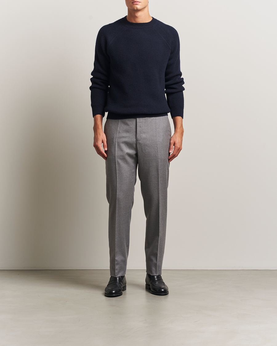 Herre | Trøjer | Zanone | Fisherman Rib Wool Sweater Navy