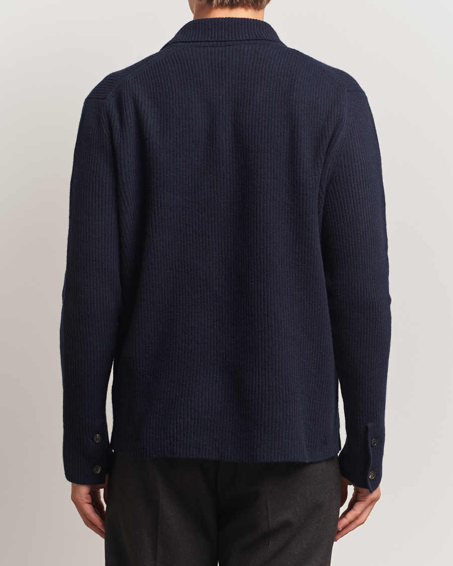 Herre | Trøjer | Zanone | Rib Wool Cardigan Jacket Navy