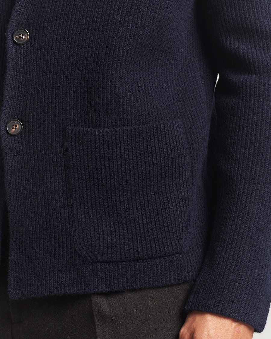 Herre | Trøjer | Zanone | Rib Wool Cardigan Jacket Navy