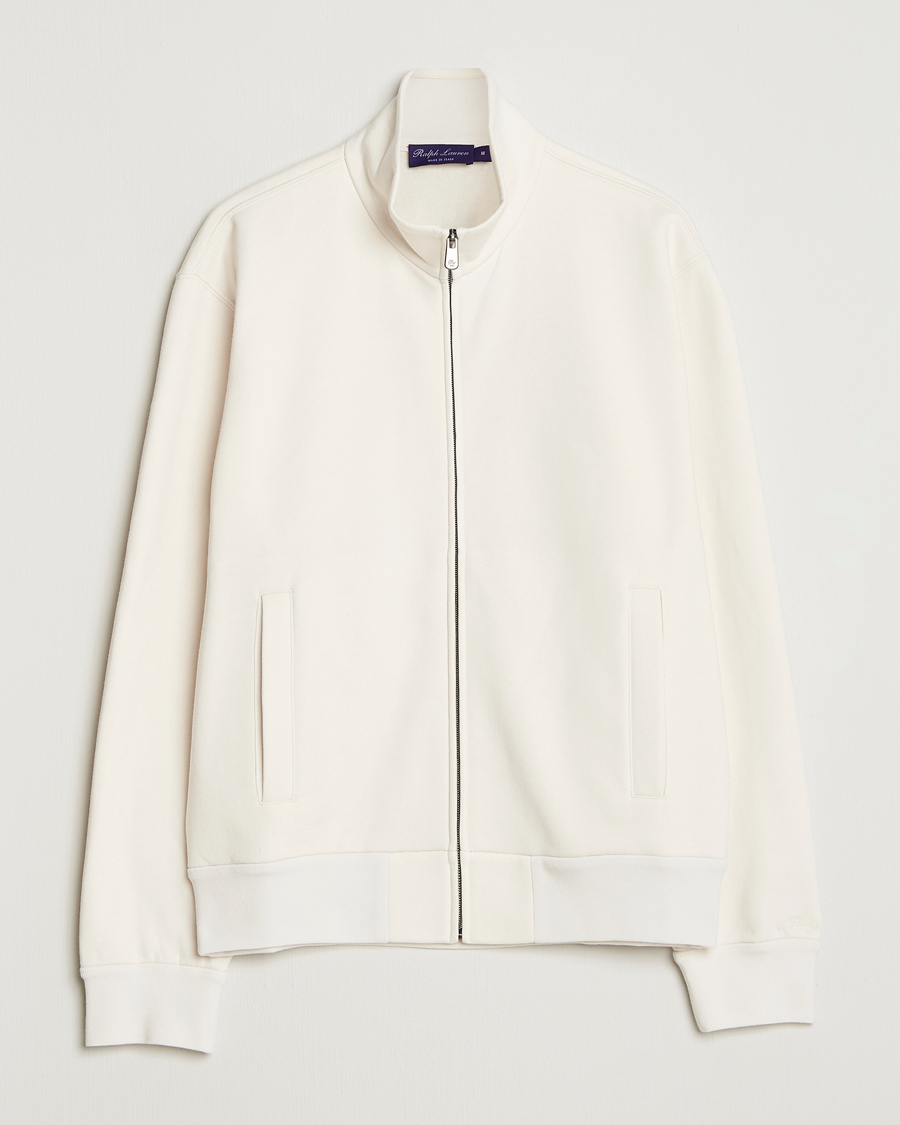 Herre | Trøjer | Ralph Lauren Purple Label | Full Zip Cotton Felpa Cream